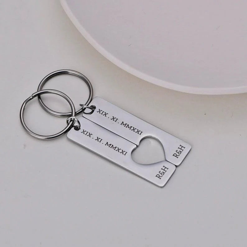 Couple Heart Keychain