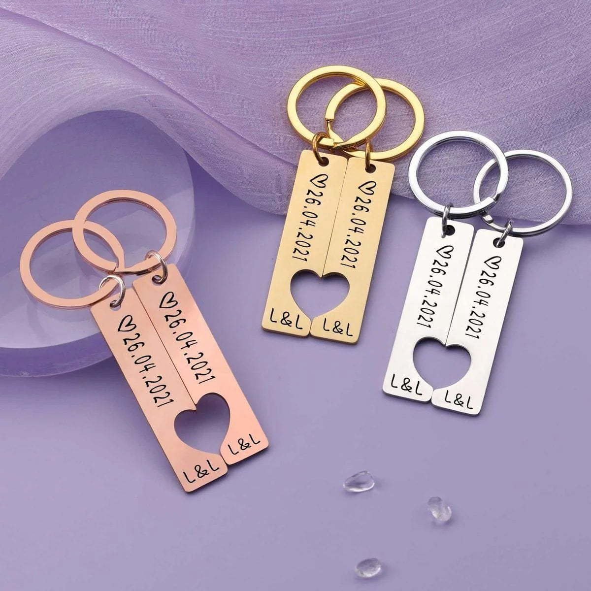 Couple Heart Keychain