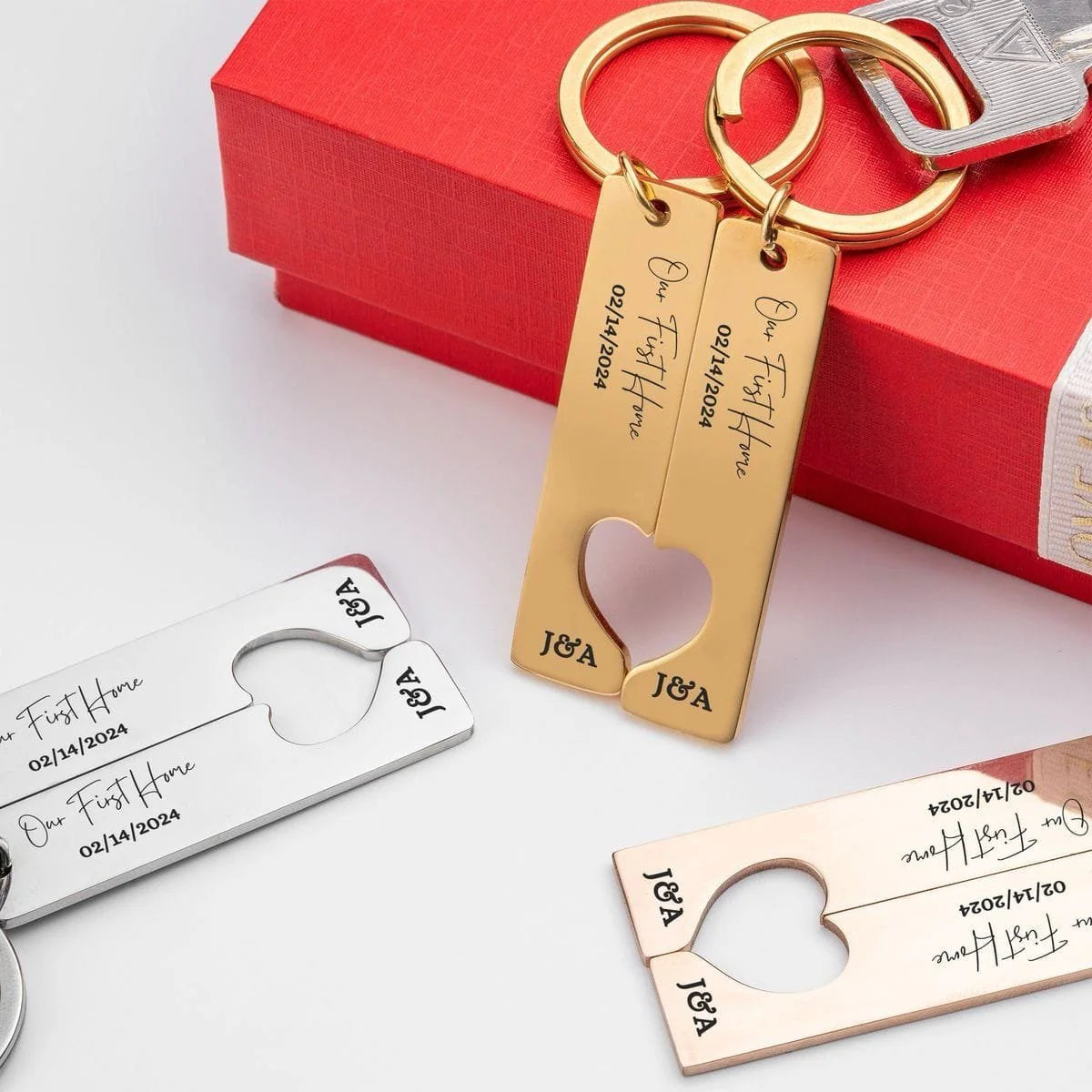 Couple Heart Keychain