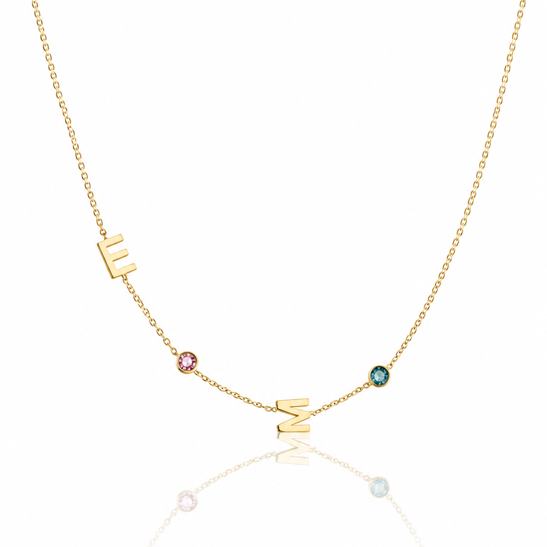 Birthstone Initial Necklace