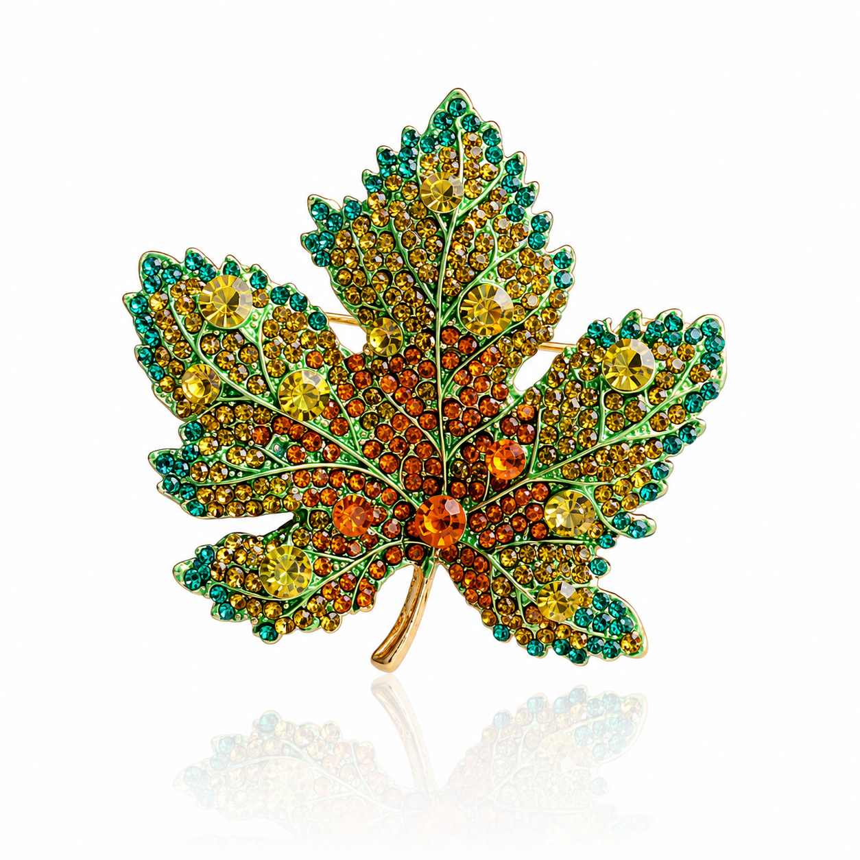 Autumn Jewel Leaf Brooch