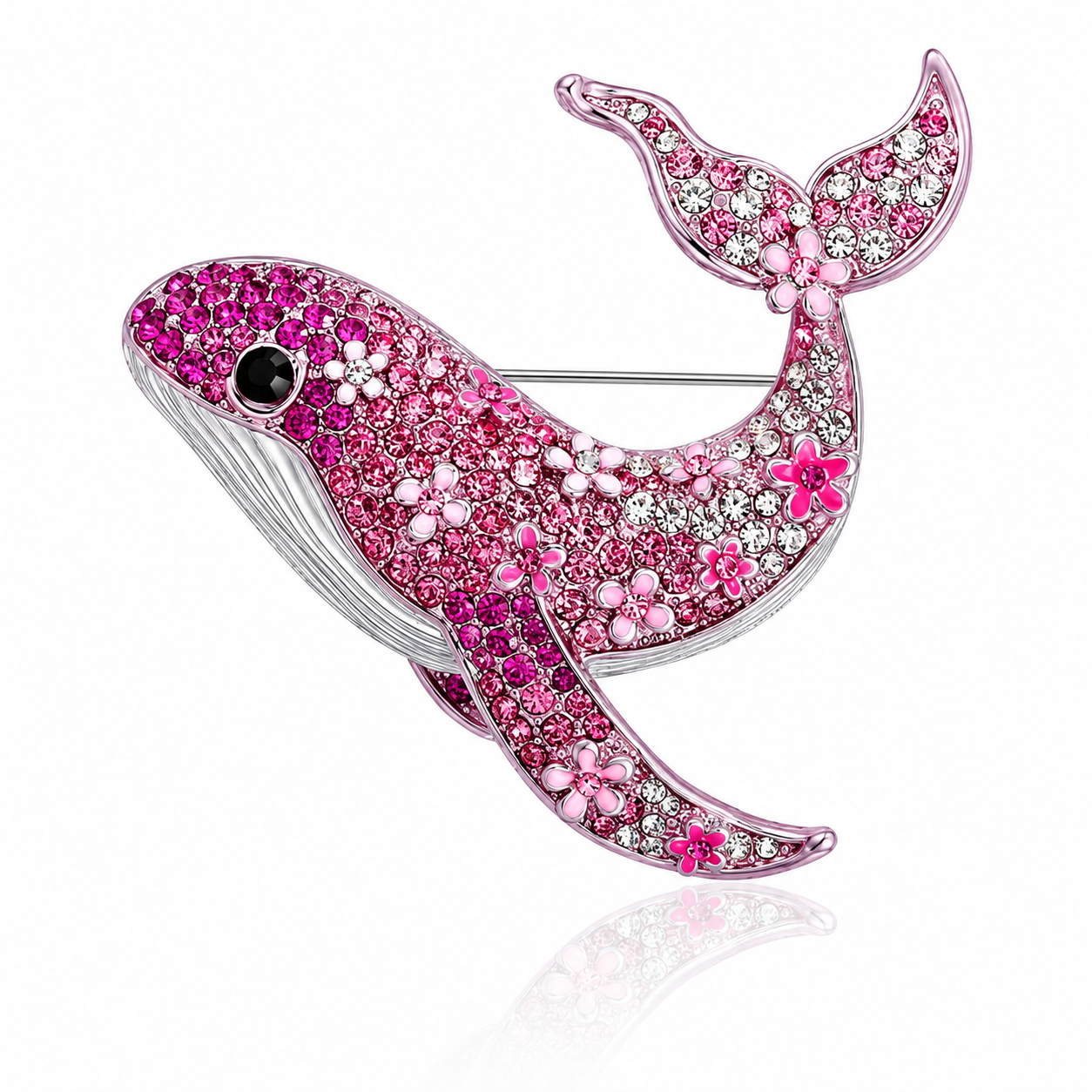 Blush Blossom Whale Brooch