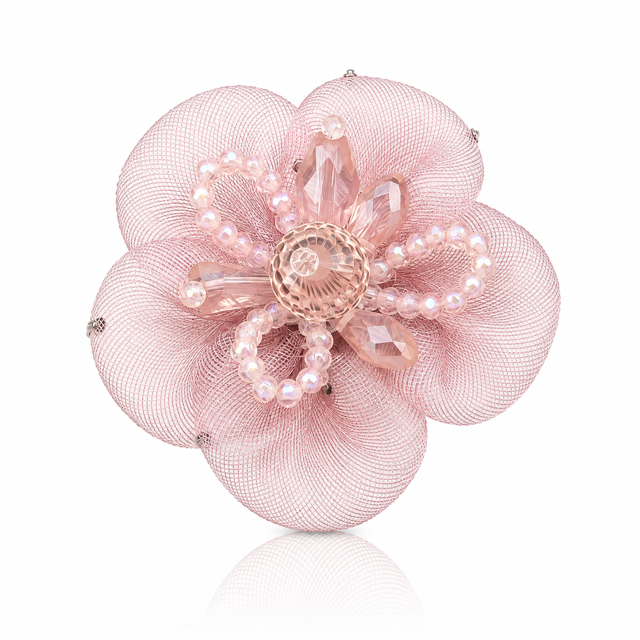 Blush Rosette Crystal Floral Button Cover
