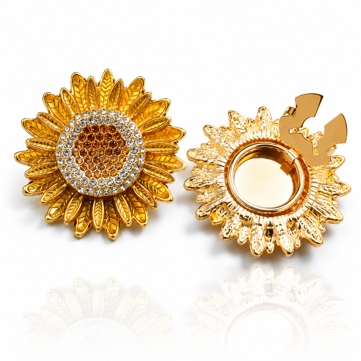 Sunlit Crystal Sunflower Button Cover
