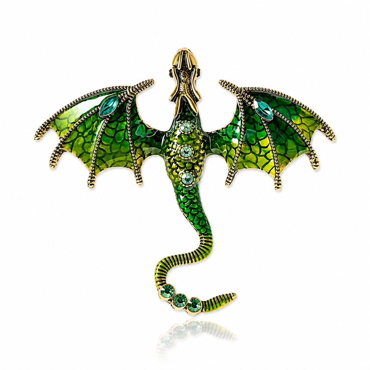 Emerald Dragon Brooch Pin