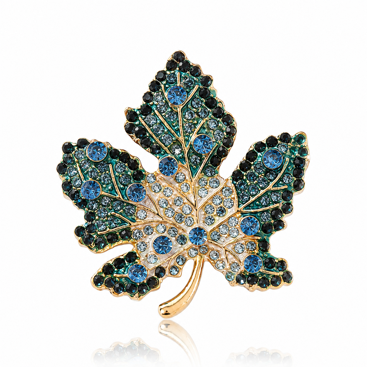 Sapphire Maple Leaf Brooch Pin