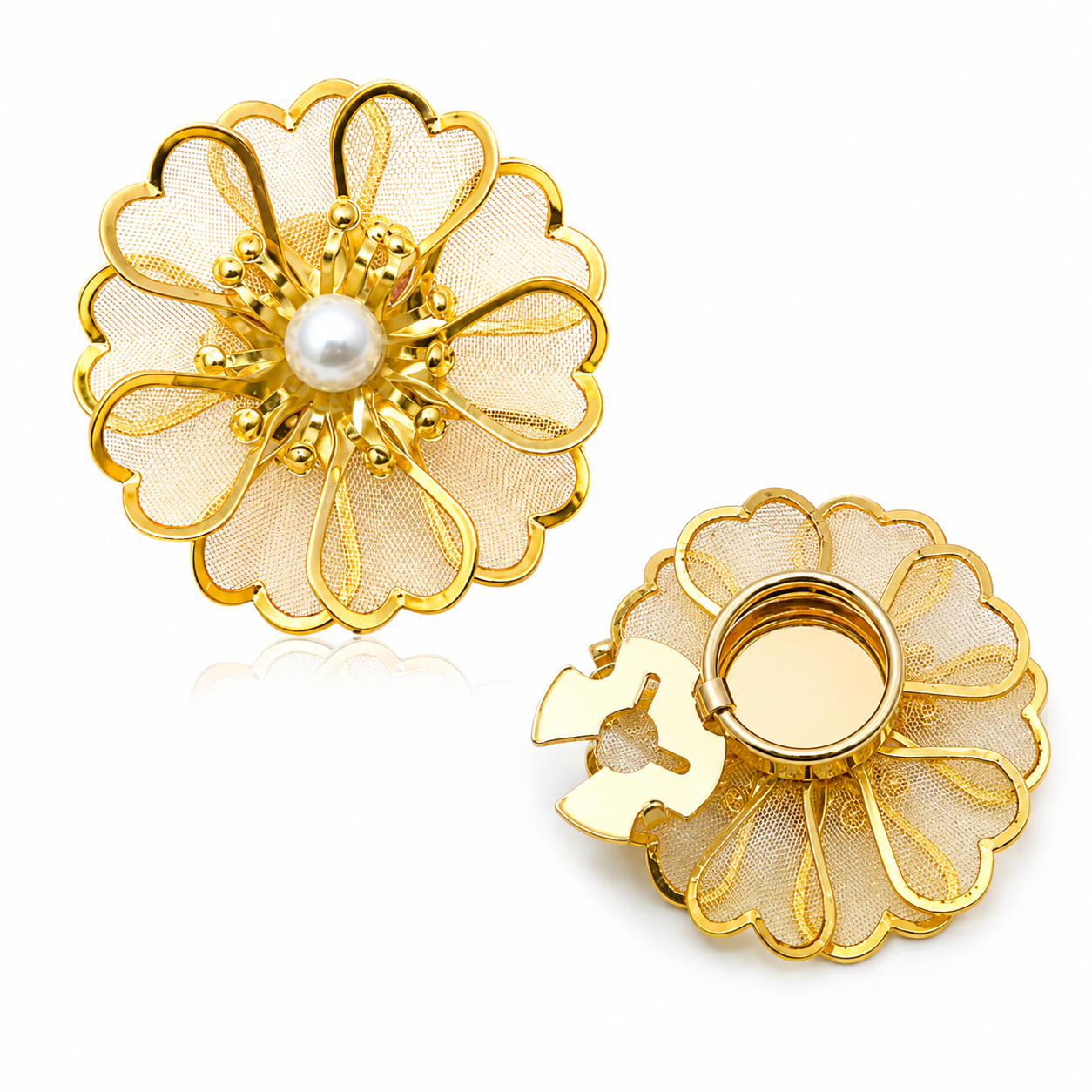 Golden Bloom Pearl Button Cover