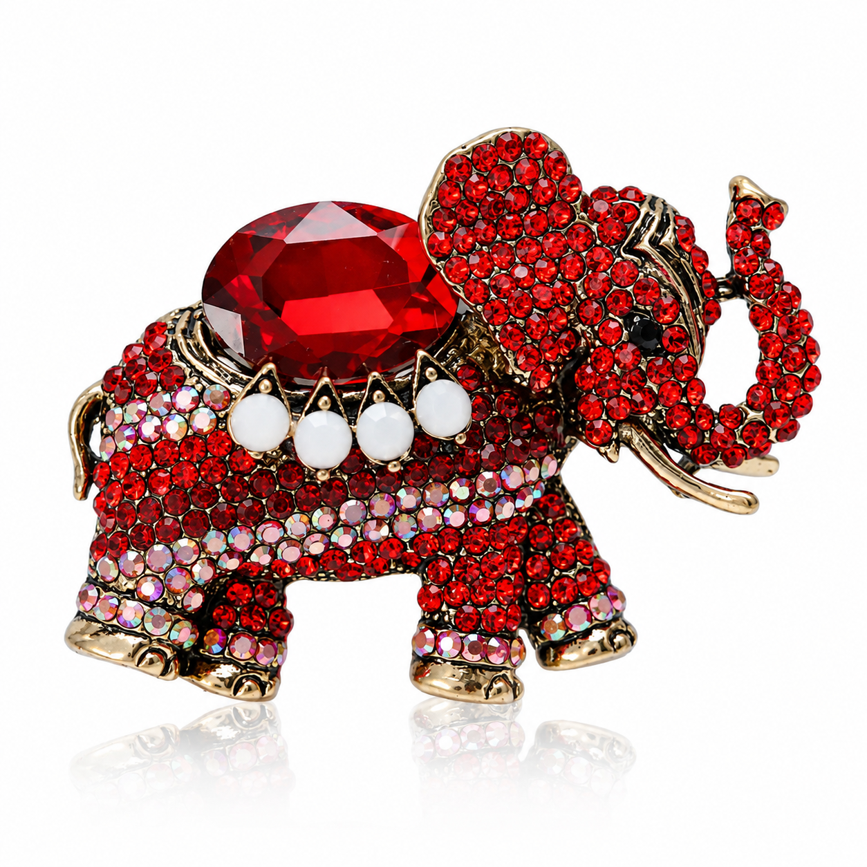 Red Elephant Brooch