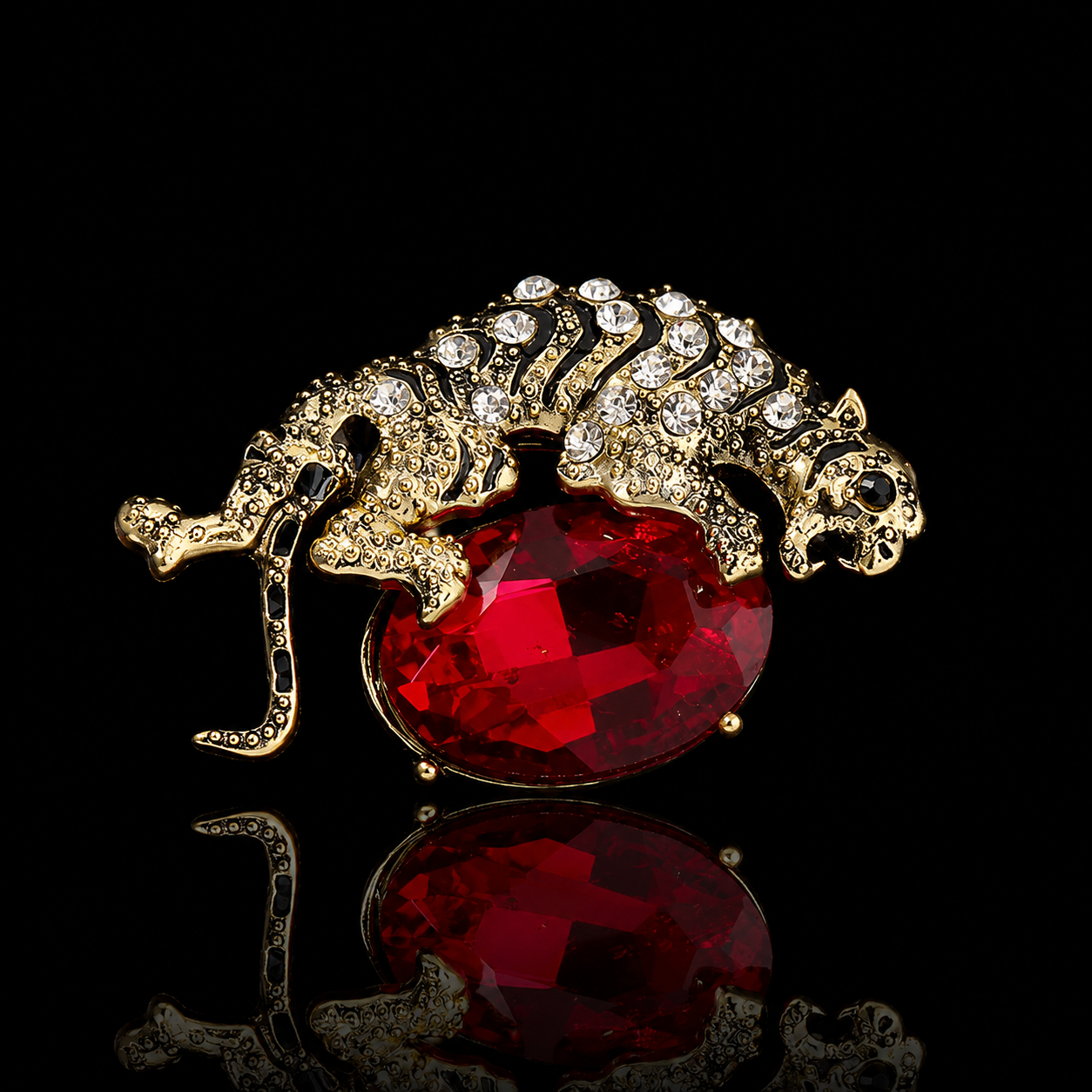 Ruby Panther Brooch