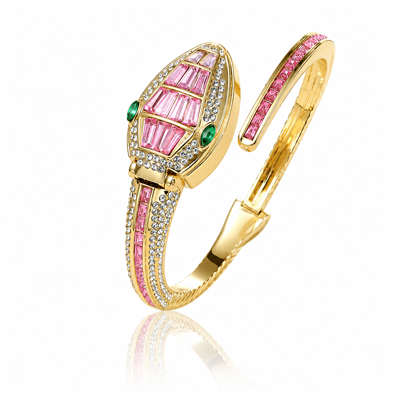 Aurelia Pink Crystal Snake Bracelet Watch