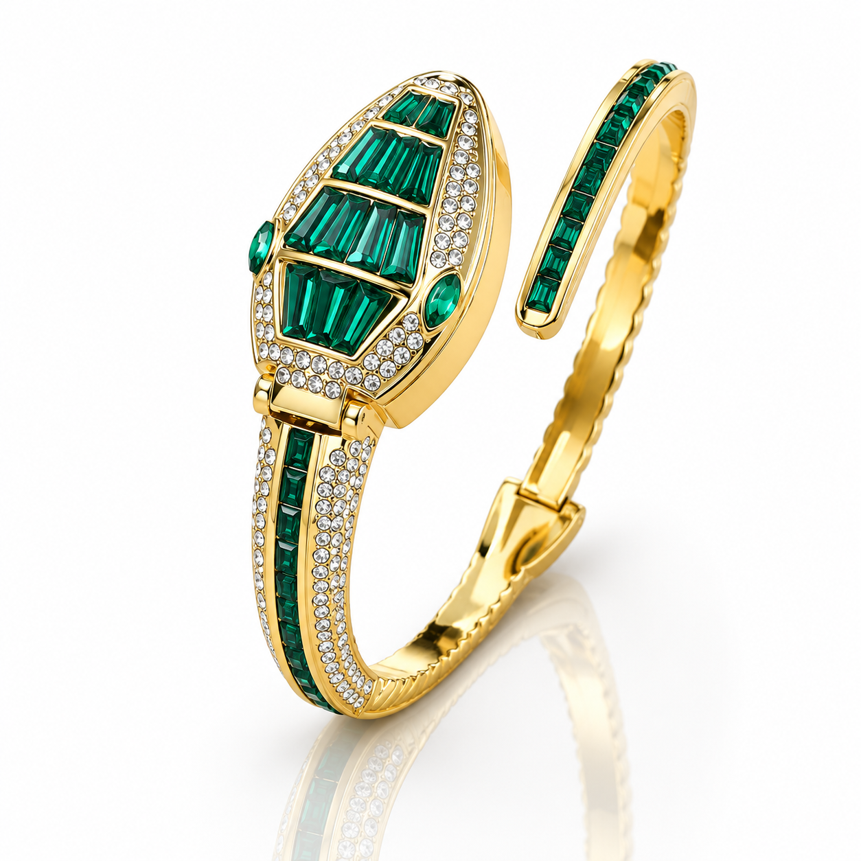 Aurelia Green Crystal Snake Bracelet Watch