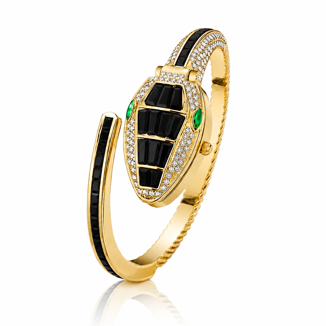 Aurelia Black Crystal Snake Bracelet Watch