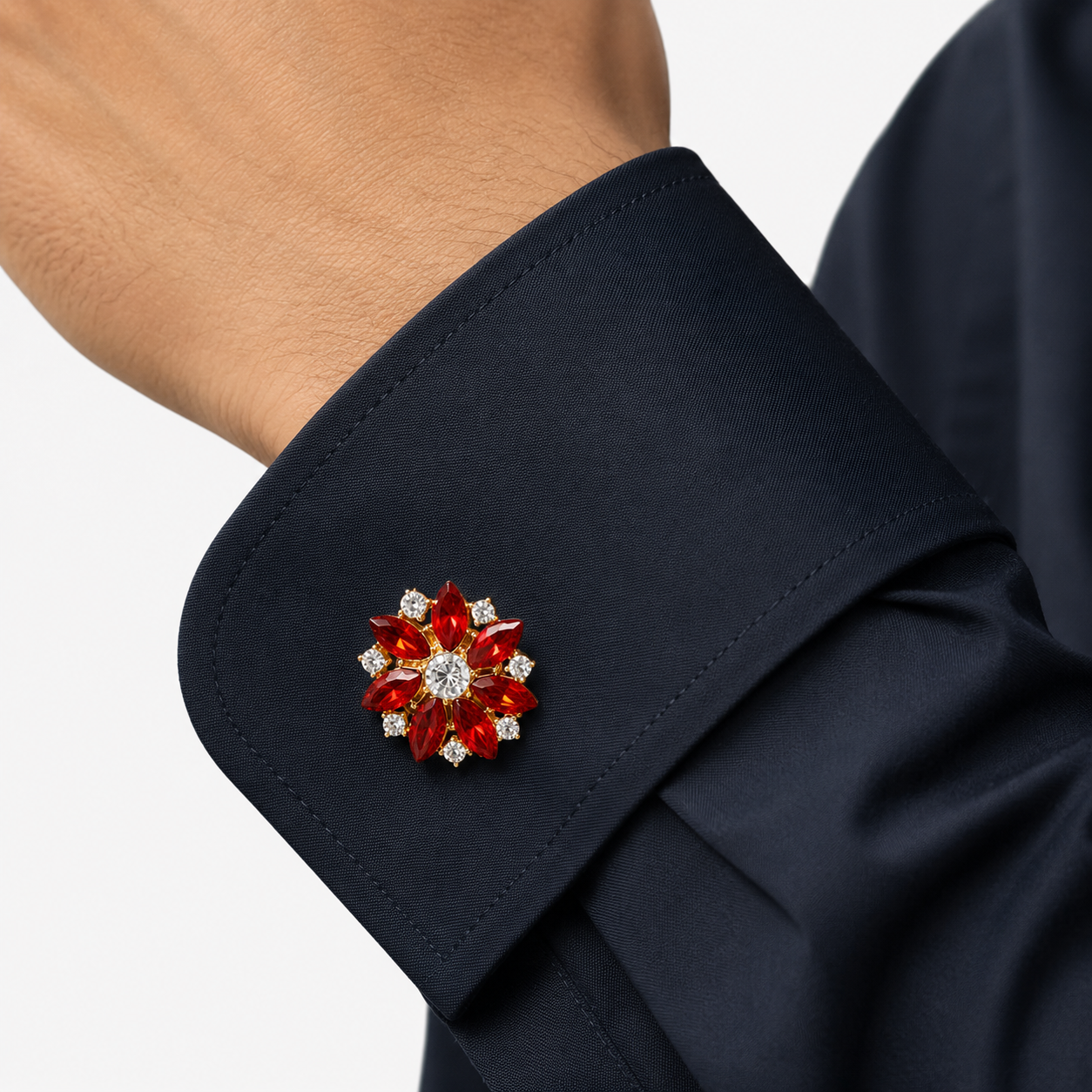 Crimson Bloom Button Cover