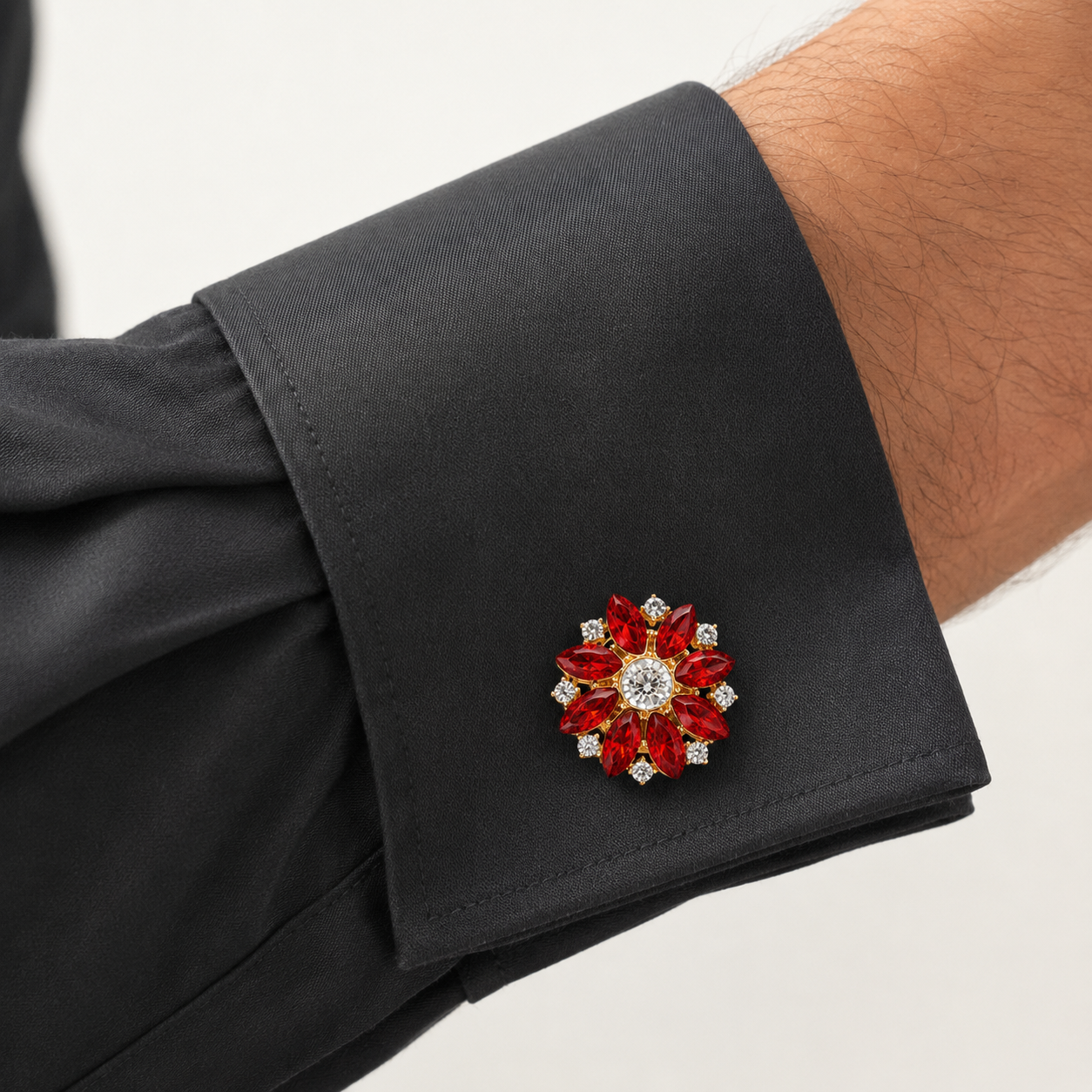 Crimson Bloom Button Cover
