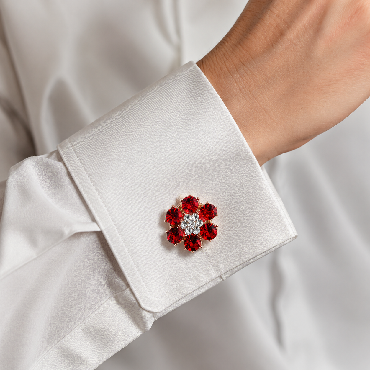 Royal Ruby Bloom Button Cover