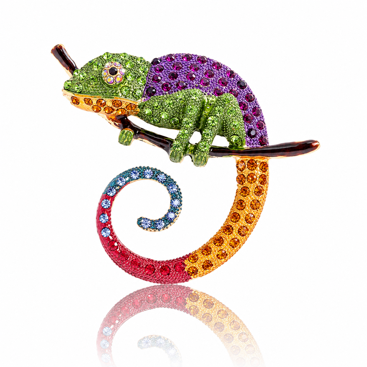 Rainbow Chameleon Brooch
