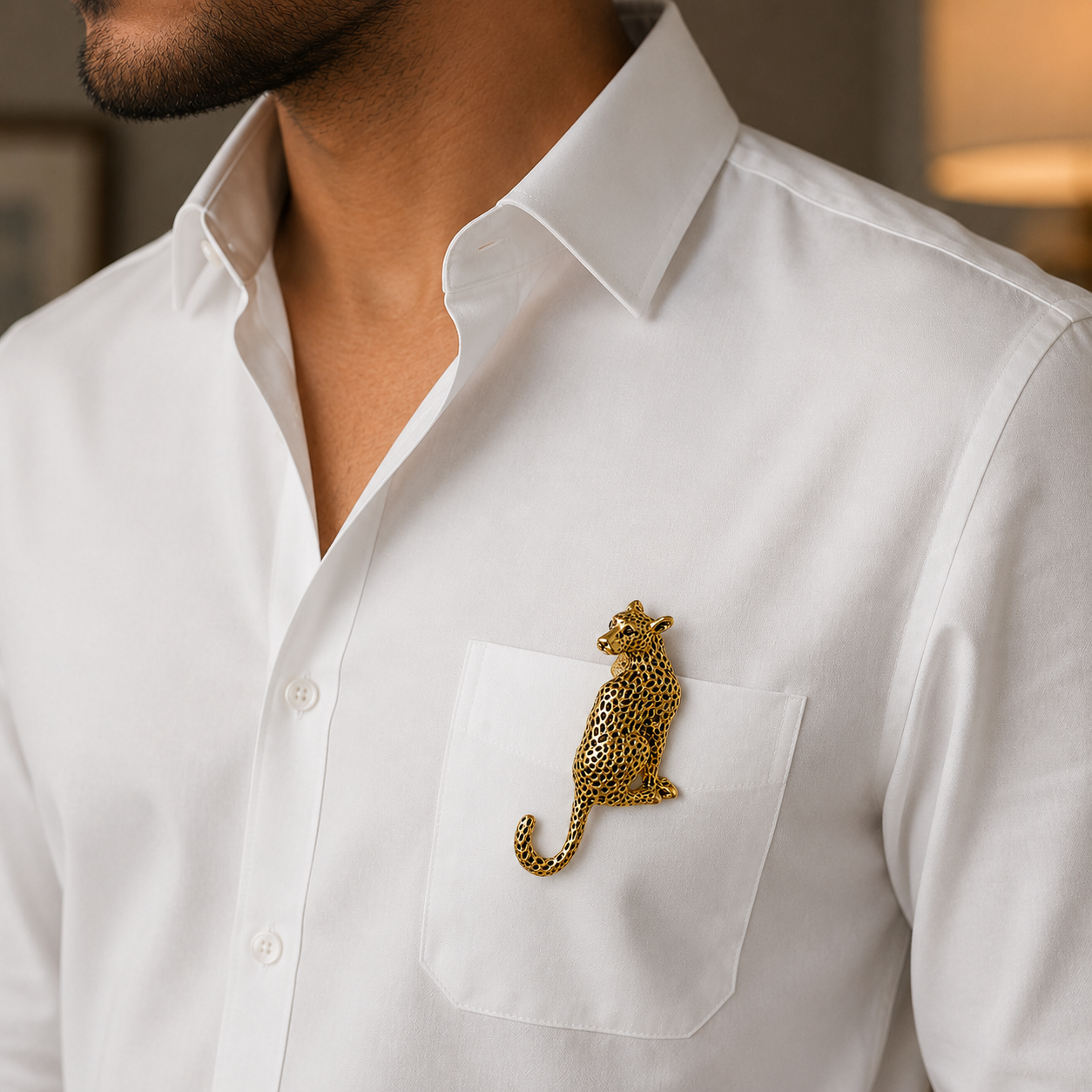 Gold Leopard Brooch