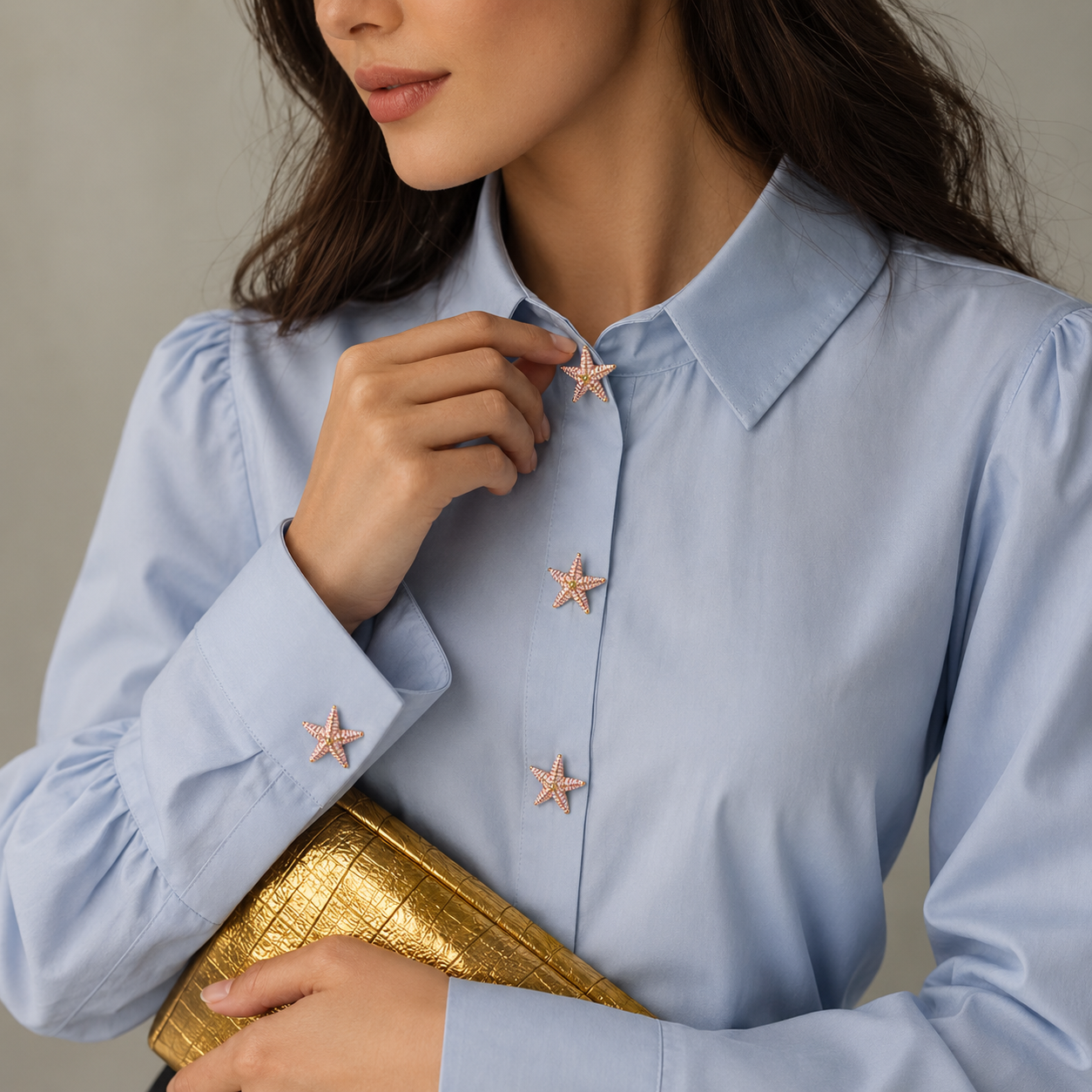 Blush Reef Starfish Button Cover
