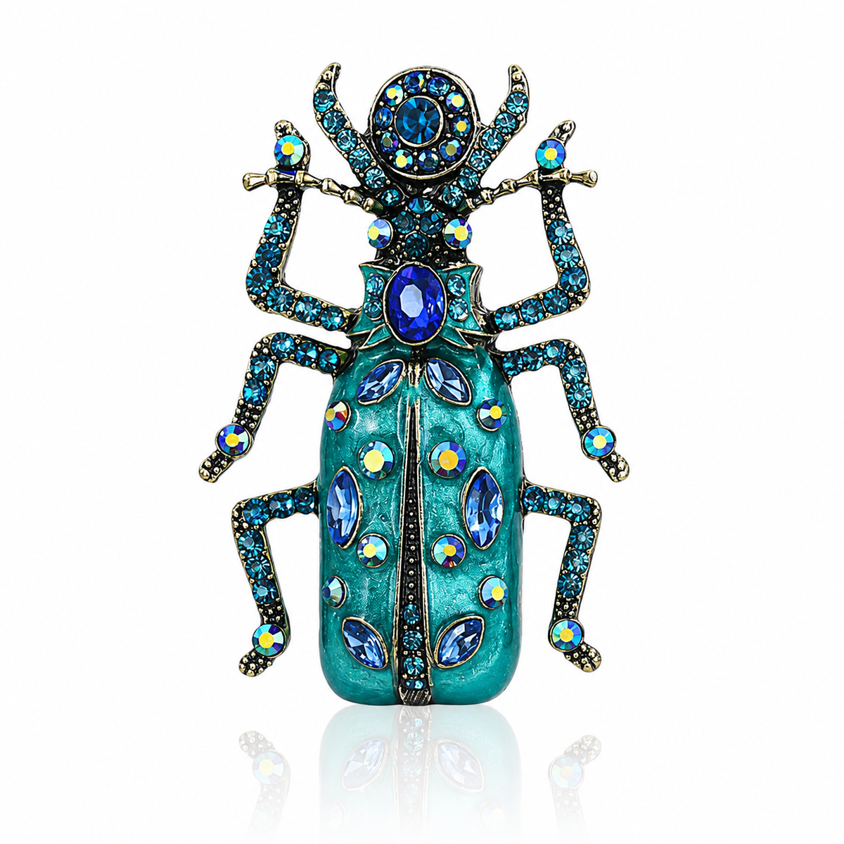 Aqua Empress Beetle Brooch