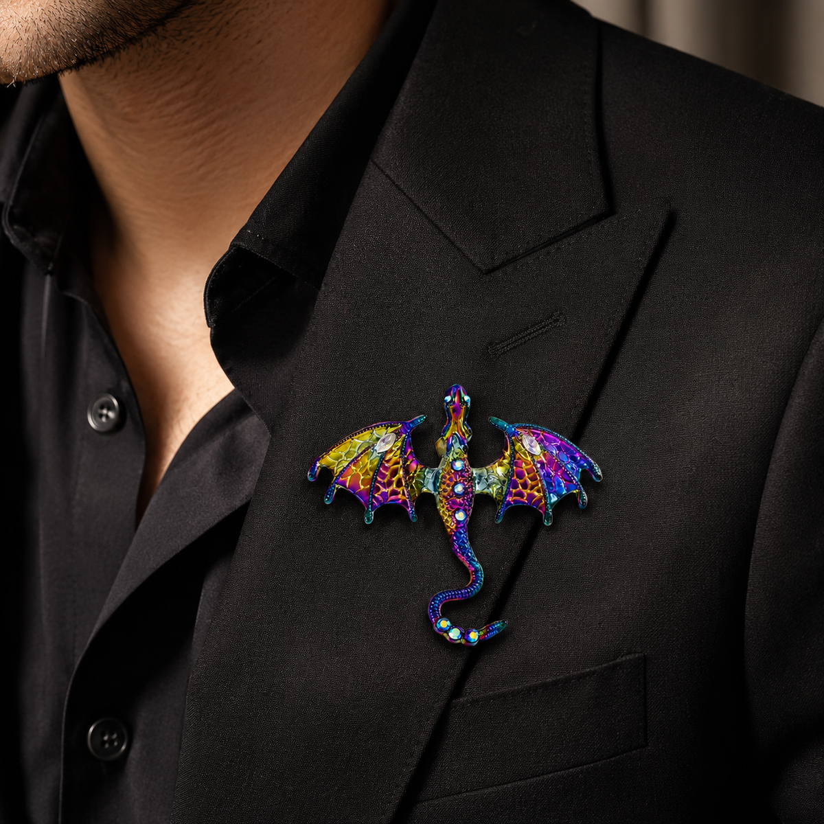 Prismatic Dragon Brooch Pin