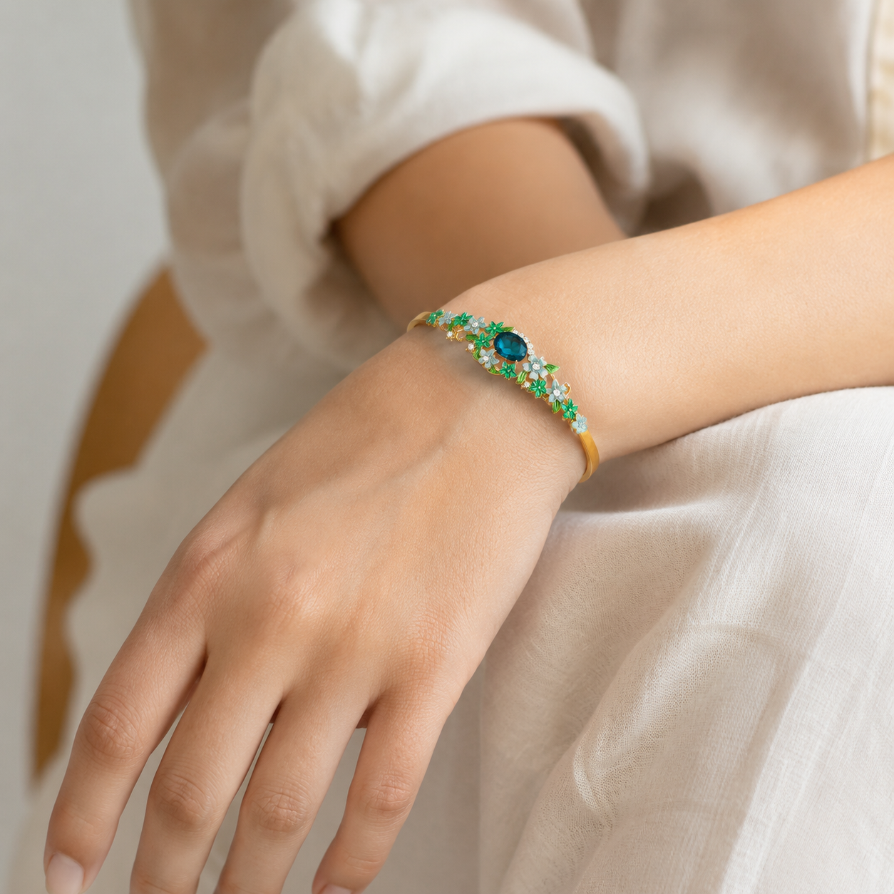 Teal Garden Floral Bracelet