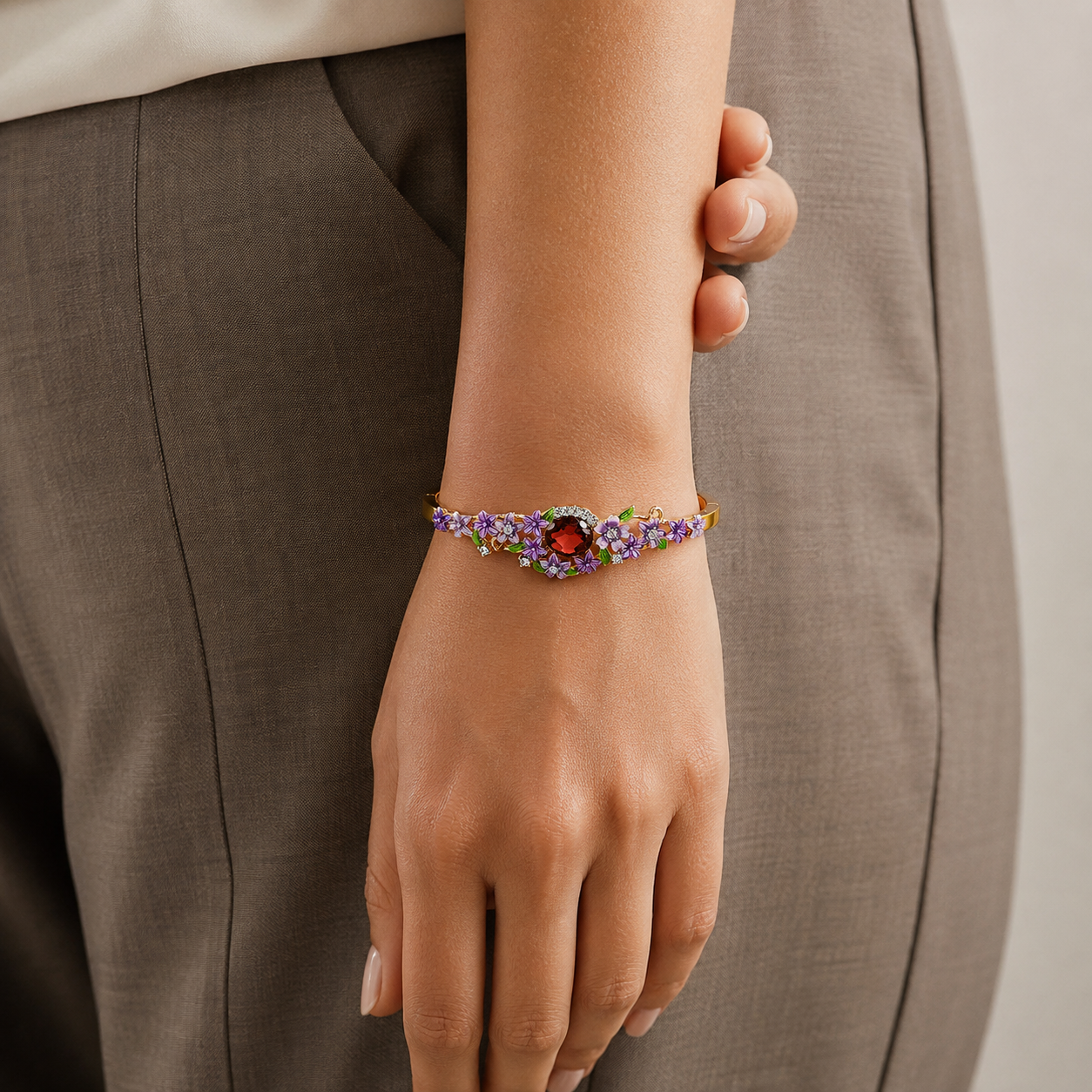 Burgundy Garden Floral Bracelet
