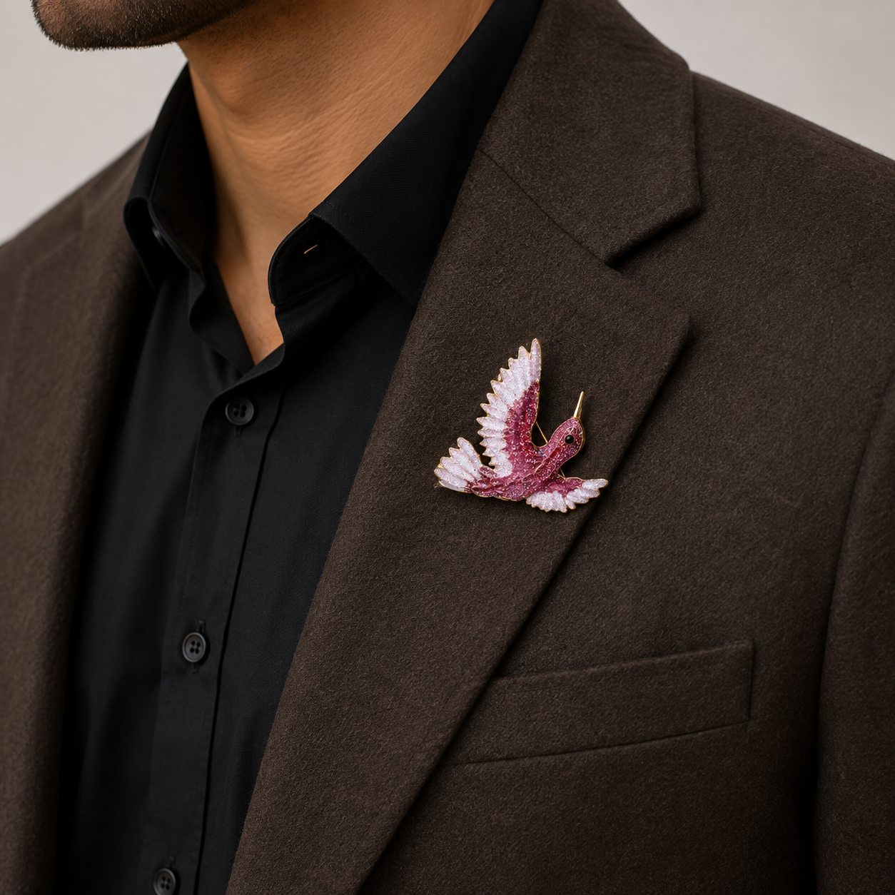 Purple Hummingbird Enamel Brooch Pin