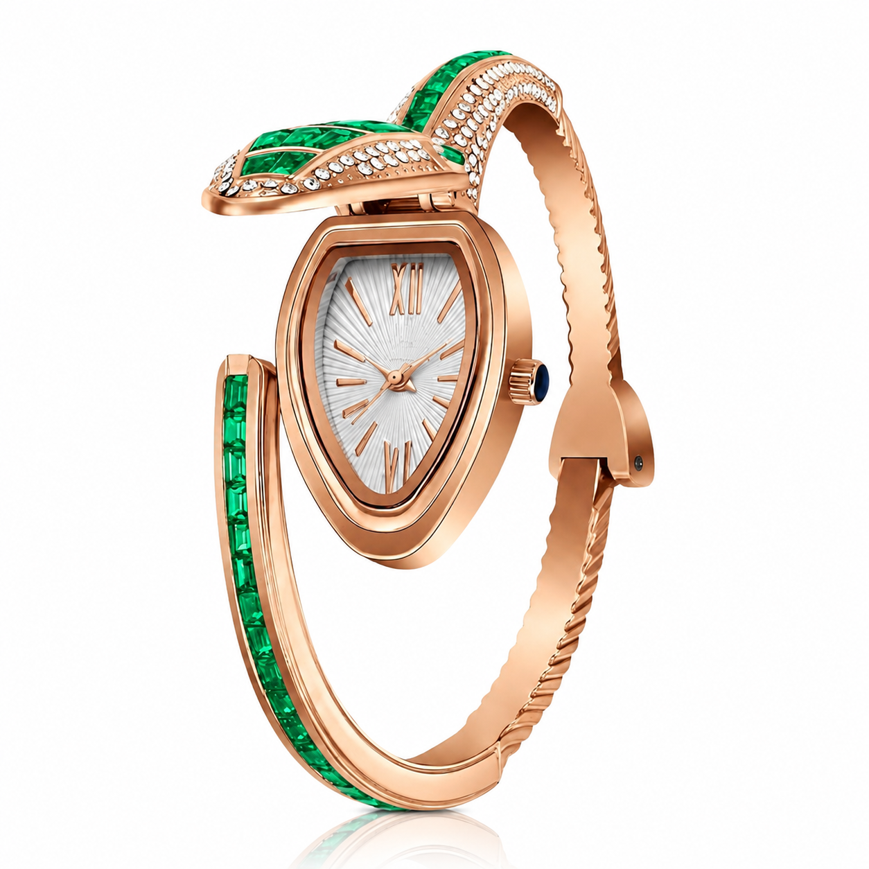 Aurelia Green Crystal Snake Bracelet Watch