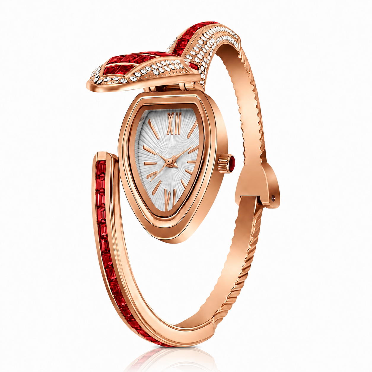Aurelia Red Crystal Snake Bracelet Watch