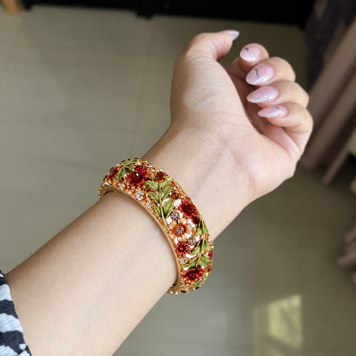 Crimson Garden Floral Bracelet