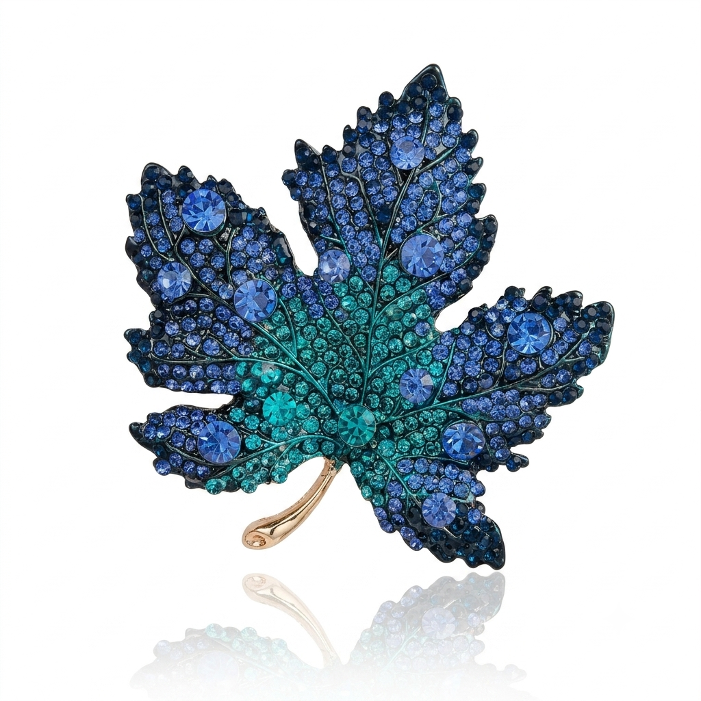 Sapphire Maple Leaf Brooch Pin