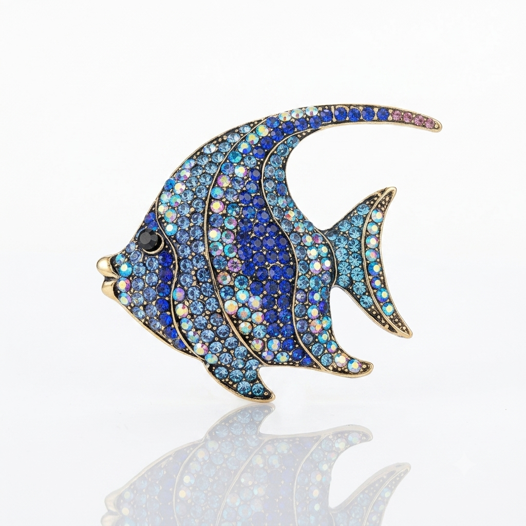 Azure Reef Fish Brooch Pin