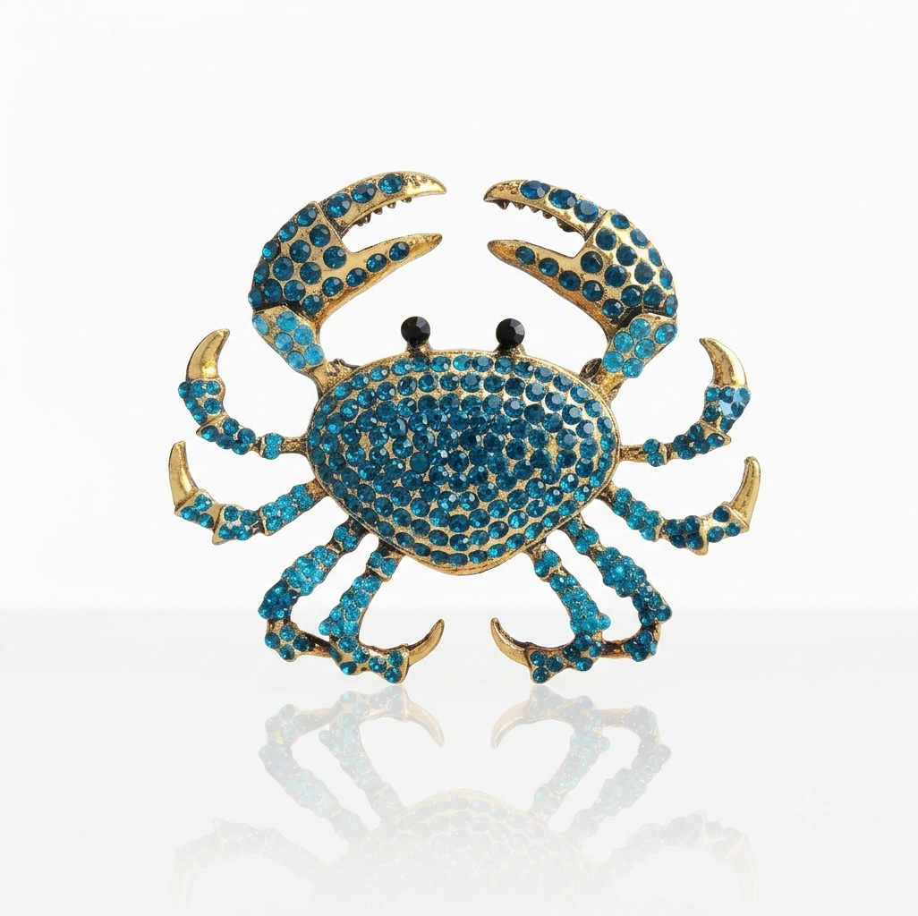 Azure Crab Brooch Pin