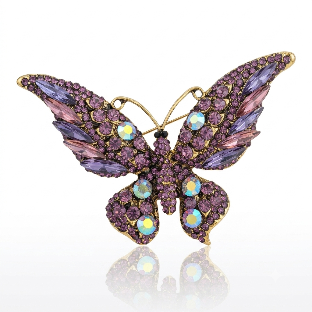Royal Lavender Butterfly Crystal Brooch Pin