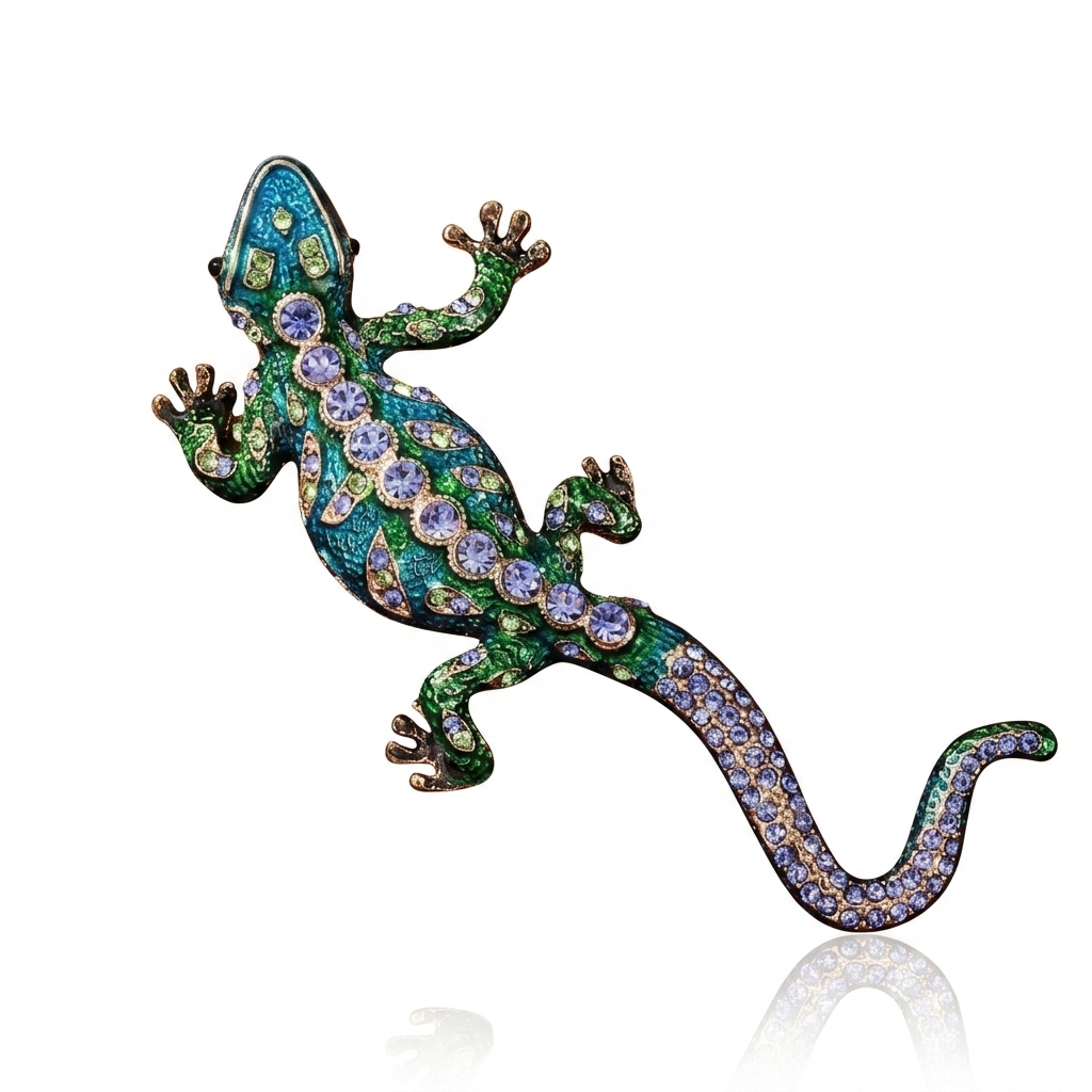 Imperial Lizard Crystal Brooch Pin