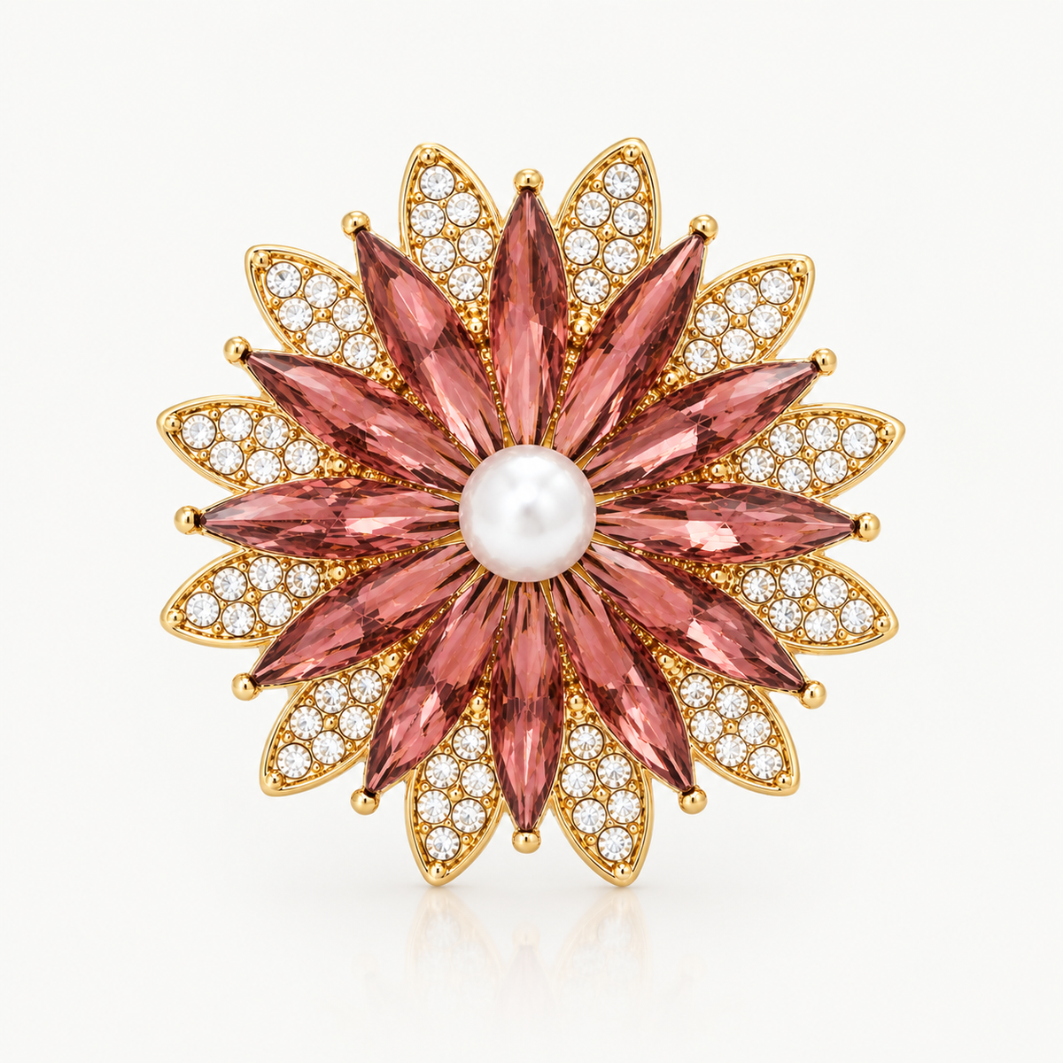 Pink Crystal Flower Button Cover