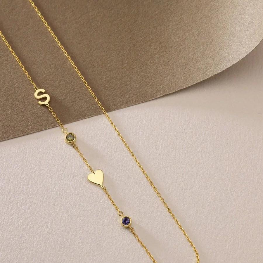 Initial Birthstone Necklace