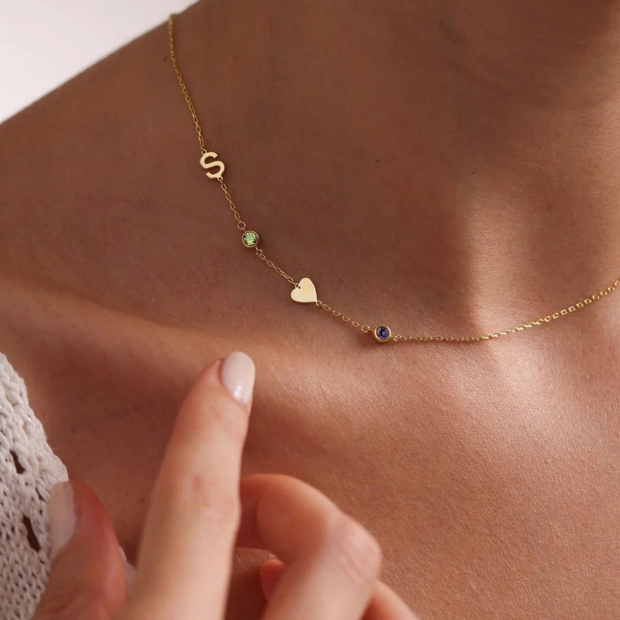 Initial Birthstone Necklace