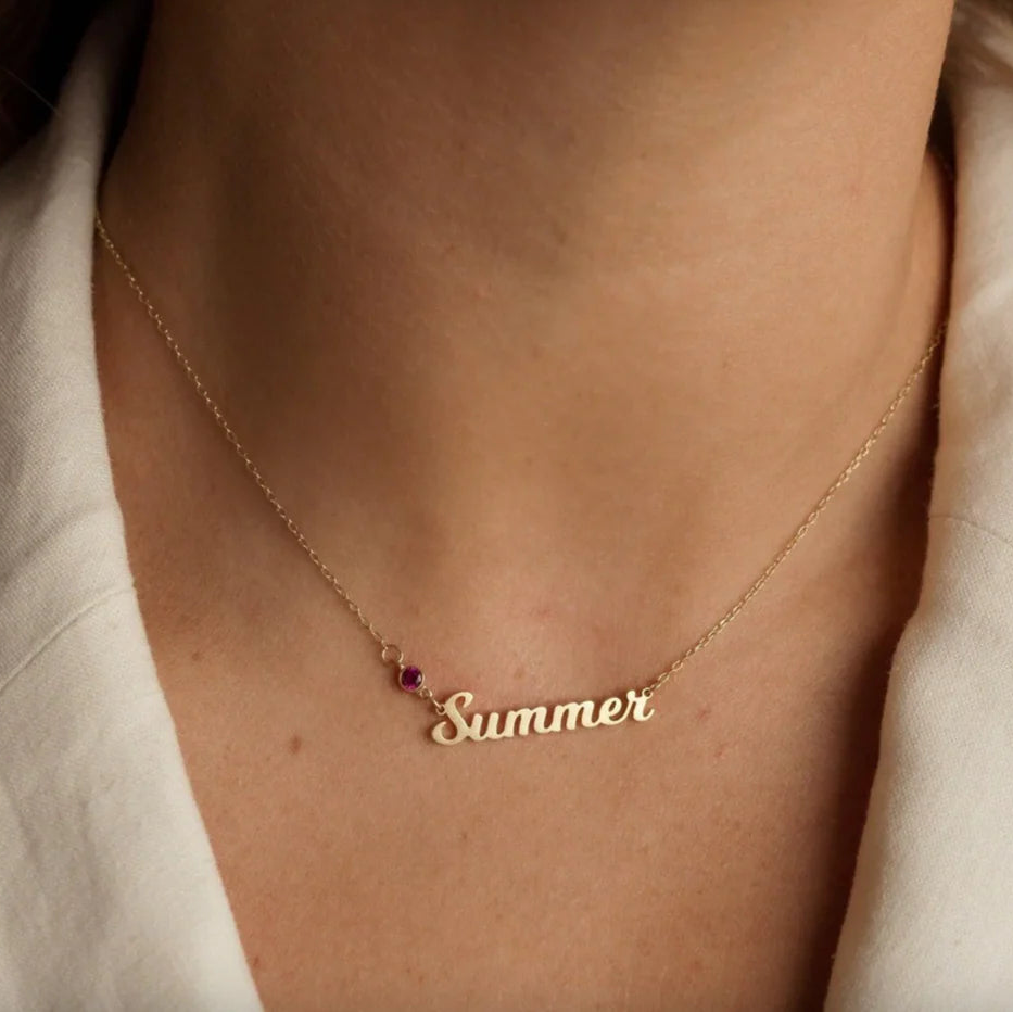 Birthstone Name Necklace