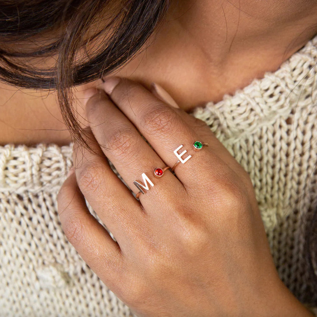 Initial Birthstone Ring