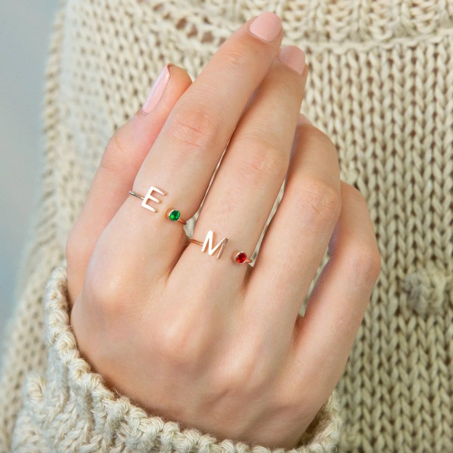 Initial Birthstone Ring