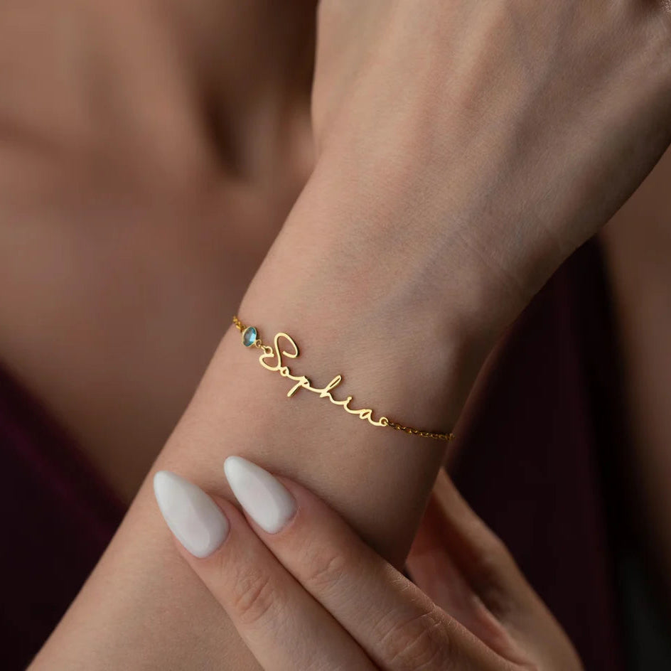 Birthstone Name Bracelet