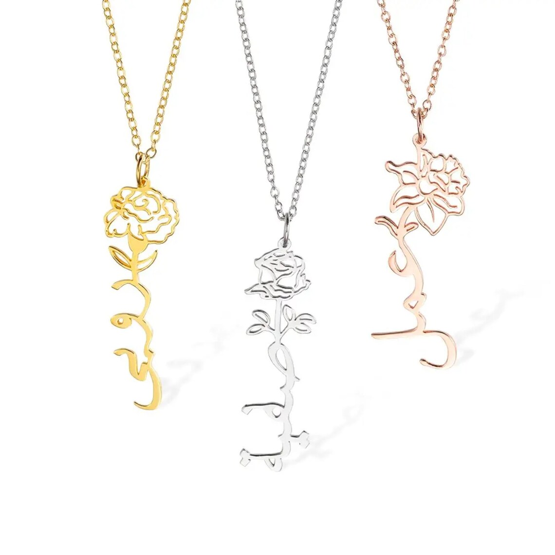 Arabic Birth Flower Necklace