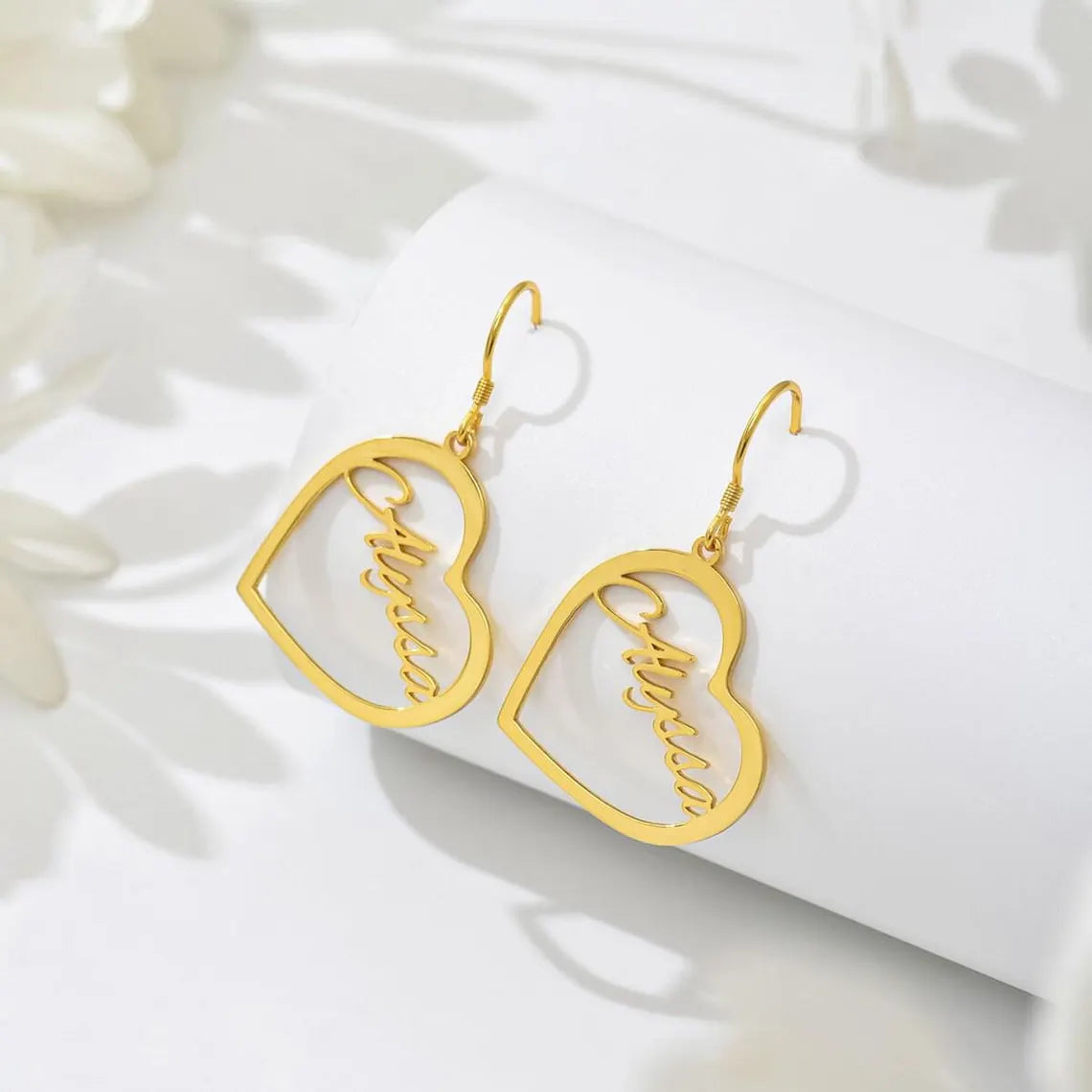 Elegant Name Heart Earrings