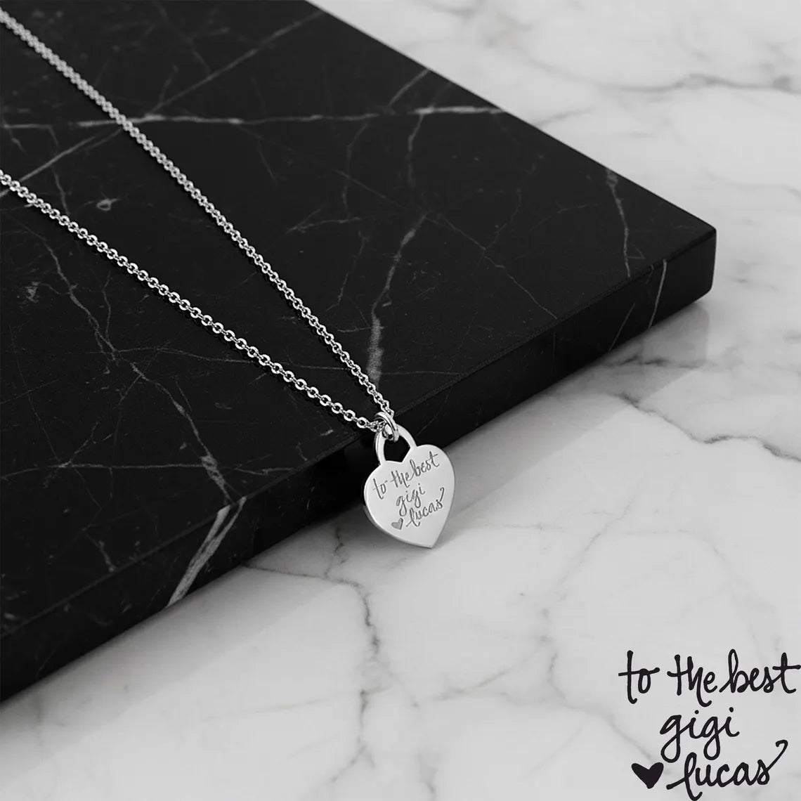 Handwritten Heart Message Necklace