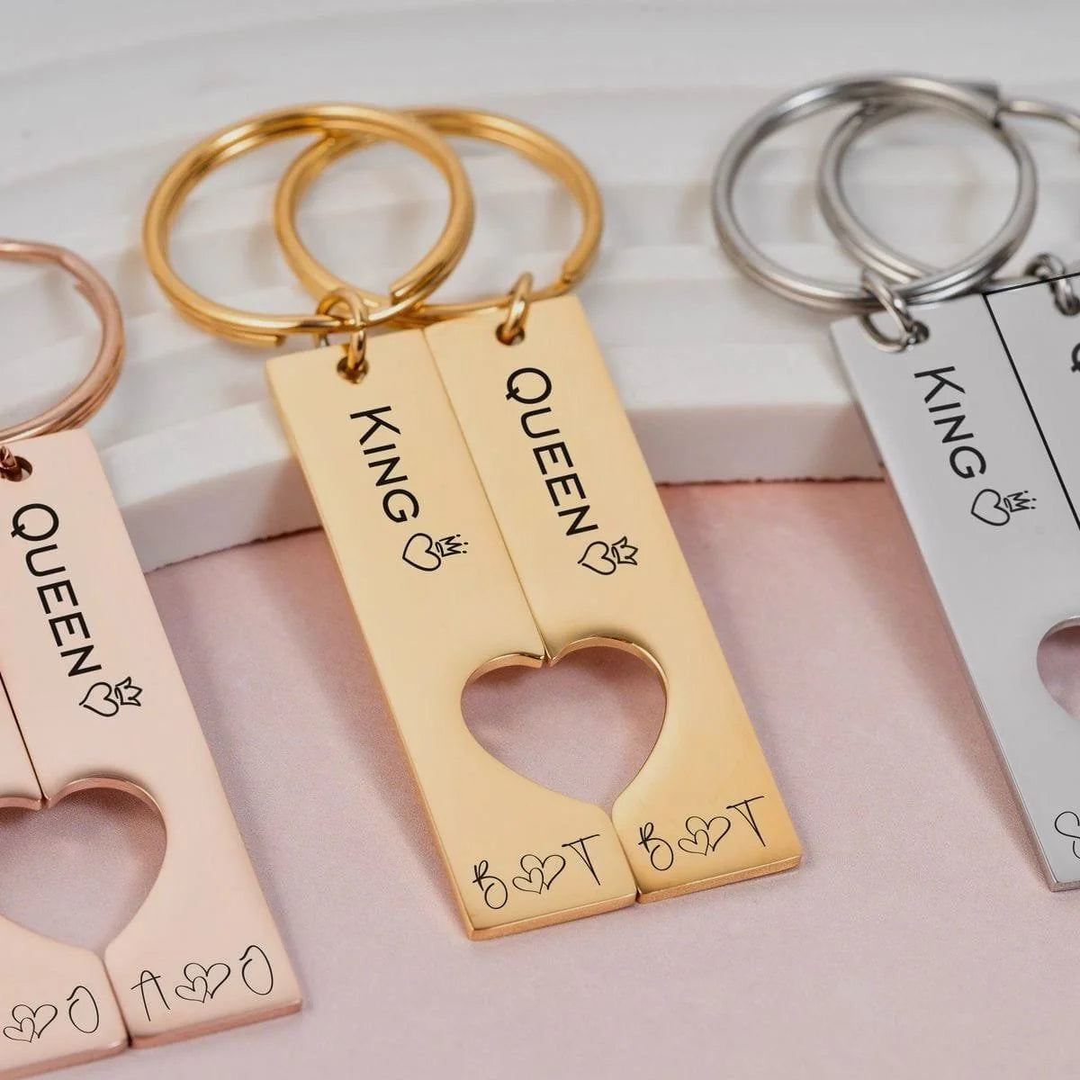 Couple Heart Keychain