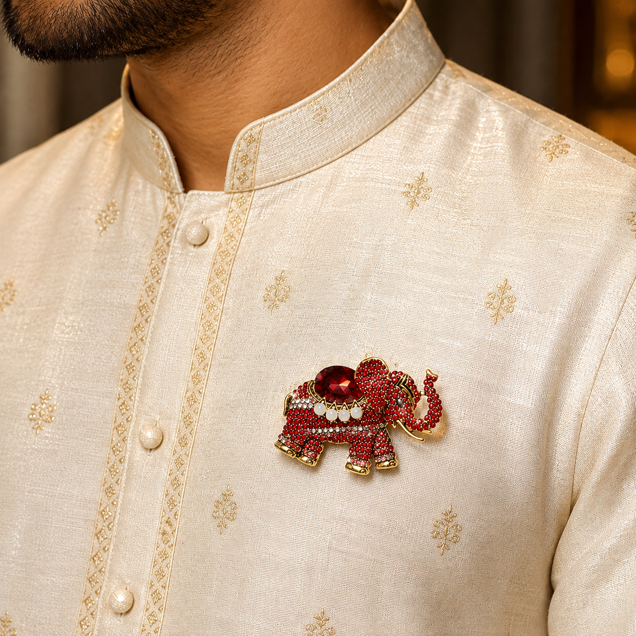Red Elephant Brooch