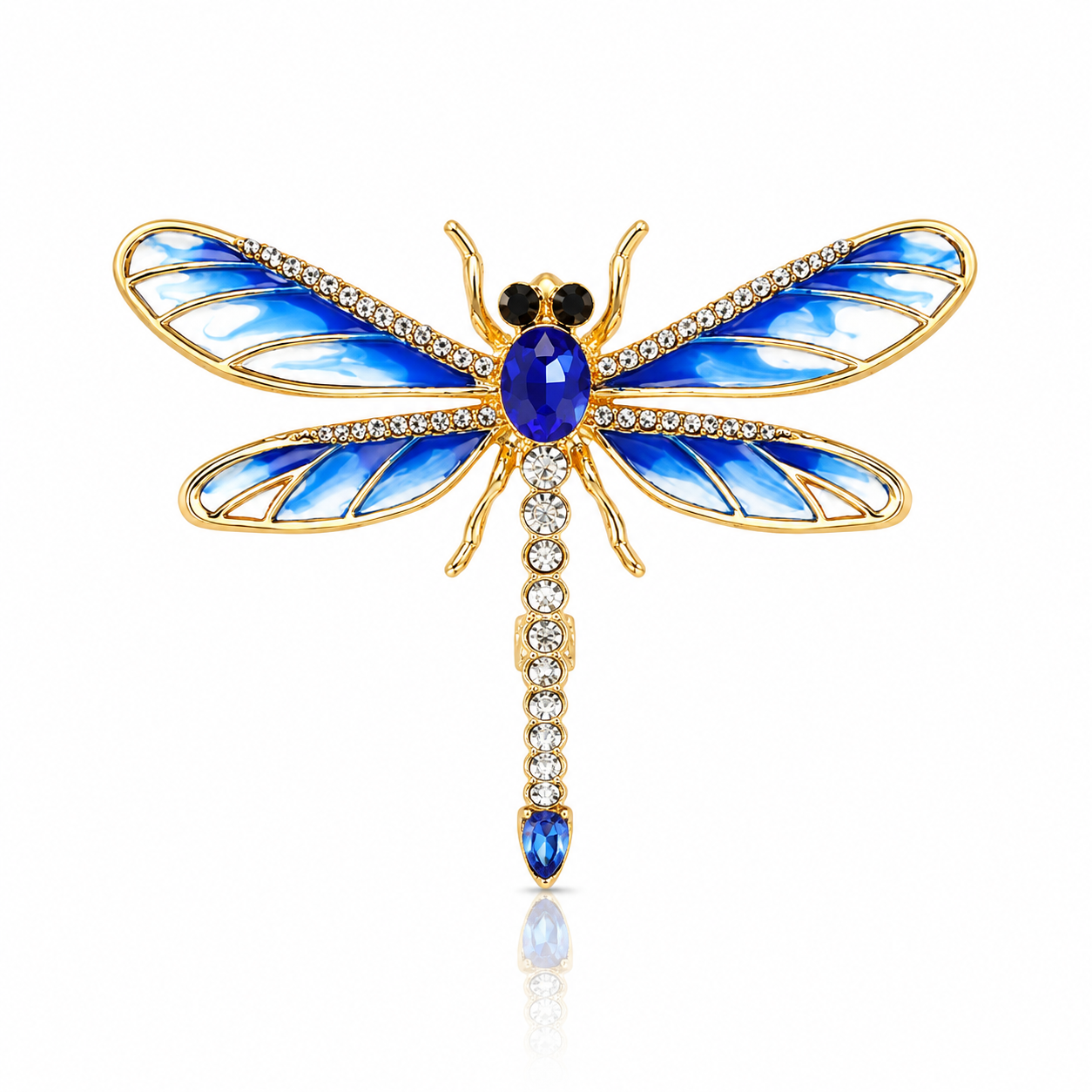 Sapphire Azure Dragonfly Brooch