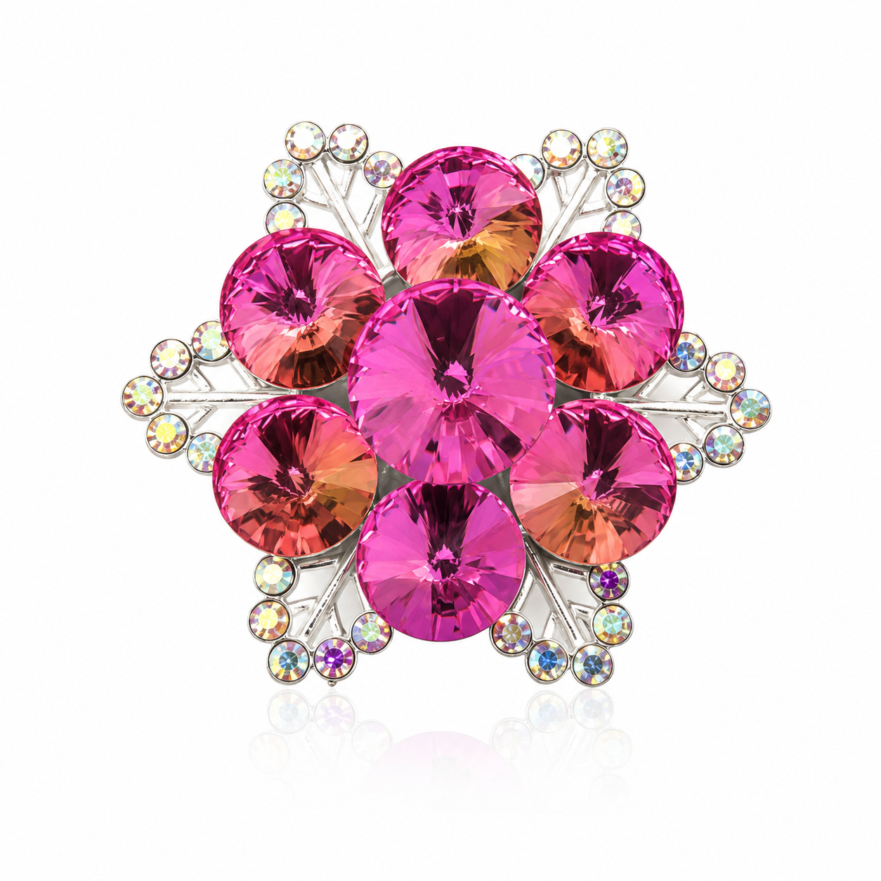 Fuchsia Aurora Crystal Floral Button Cover