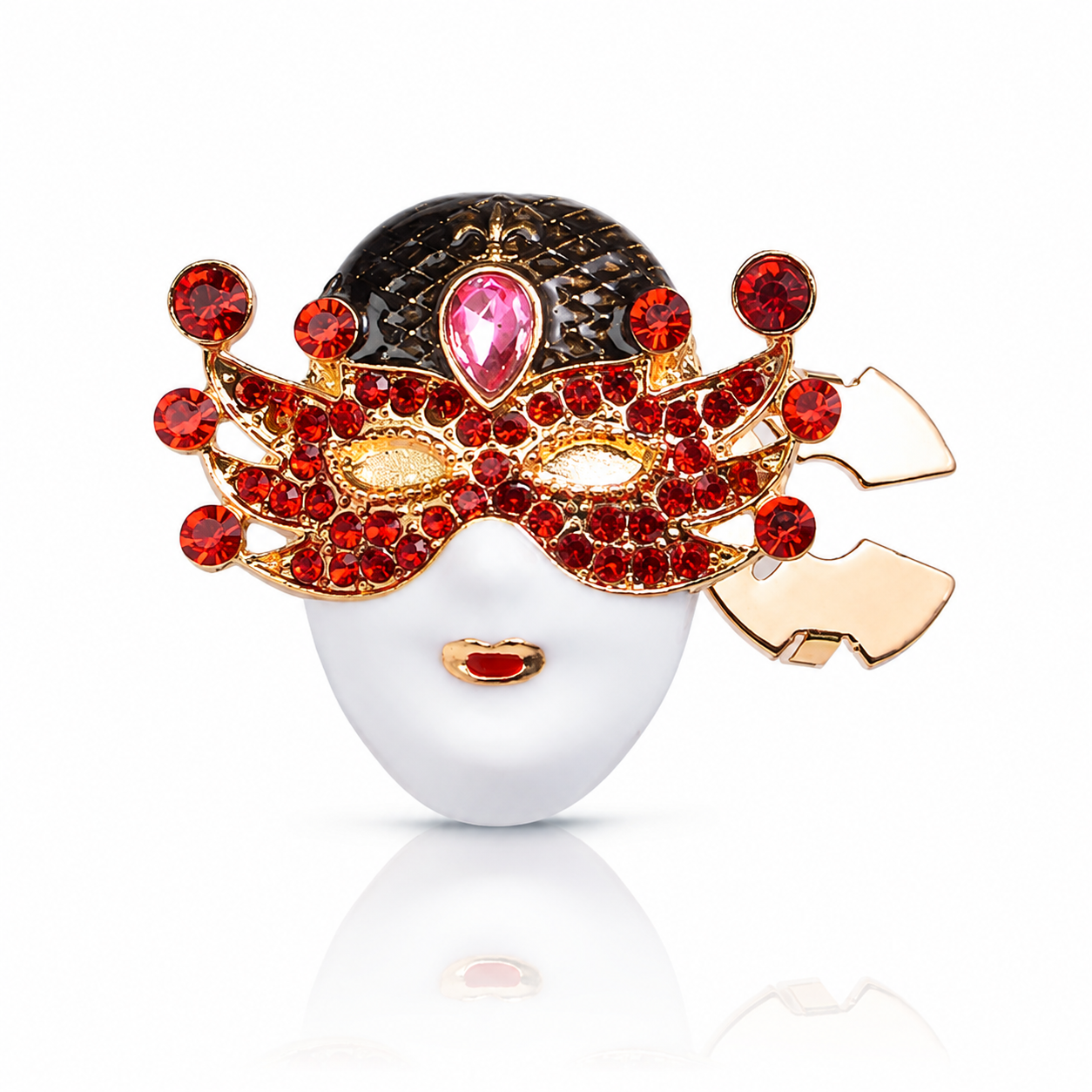 Crimson Masquerade Lady Button Cover